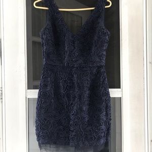 NWT BCBG Navy blue with silver cocktail dress